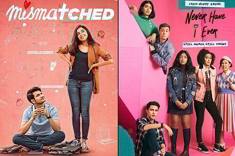 Poster of Mismatched on the left and Never Have I Ever on the right
