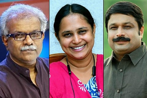 A collage of MG Radhakrishnan, MV Vineetha and Nikesh Kumar