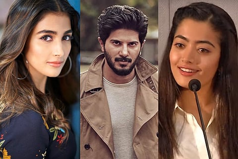 Pooja Hegde, Dulquer Salmaan and Rashmika Mandanna