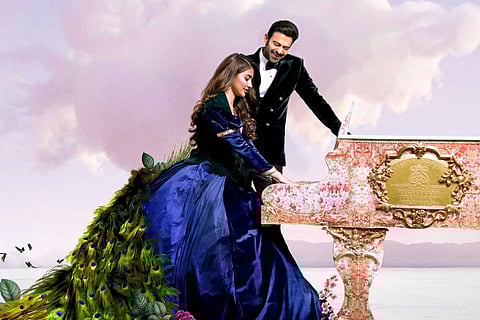 Prabhas and Pooja Hedge in a scene from Radhe Shyam