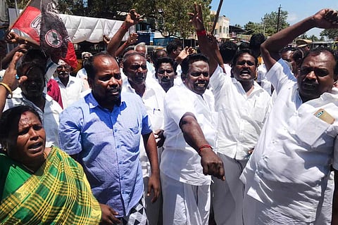 AIADMK cadres protesting