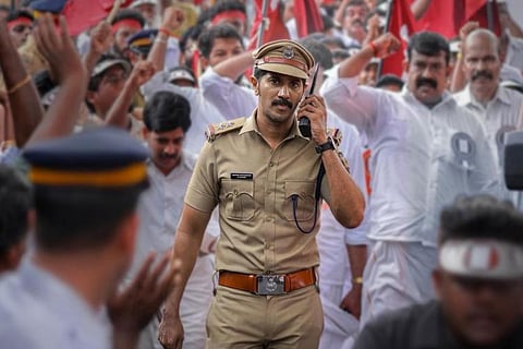 Dulquer as a cop in Salute poster