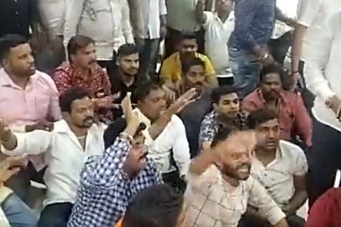 History sheeter ‘Silent’ Sunil and supporters protesting in Bengaluru