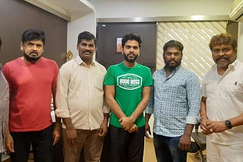 Silambarasan with Tamil Nadu Movie Makers Sangam members
