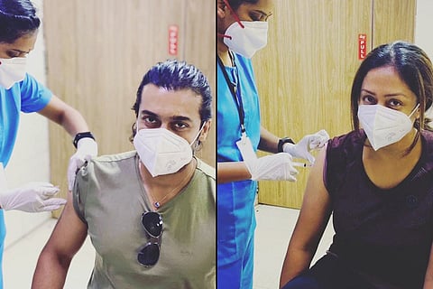 Suriya on the left and Jyothika on the right.