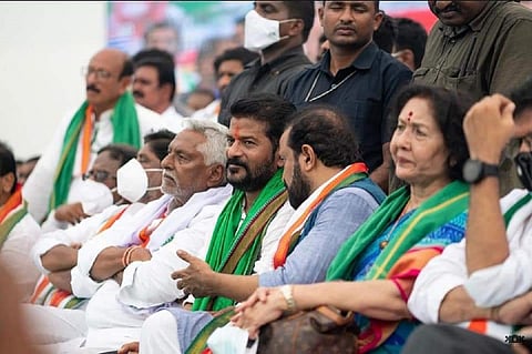 Telangana congress leaders in a rally