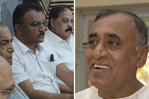 Collage of Vice president of Contractors Association Manjunath and BJP MLA Thippareddy