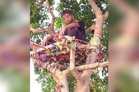 Ramavath Shiva, a college student from Telangana who isolated himself on a tree