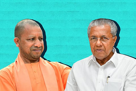 A special collage of Yogi Adityanath and Pinarayi Vijayan