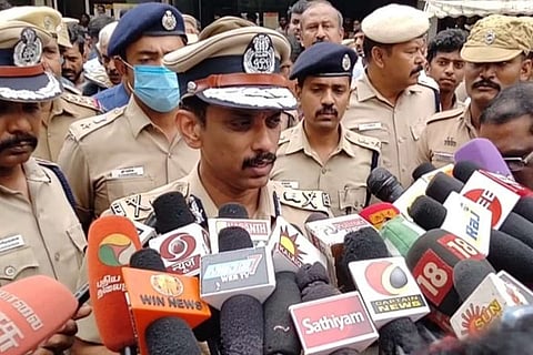 ADGP Arun addressing the media