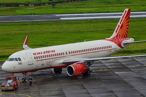 An Air India plane preparing for takeoff