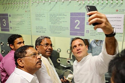 Rahul Gandhi rides in metro, browses for books in Bengaluru
