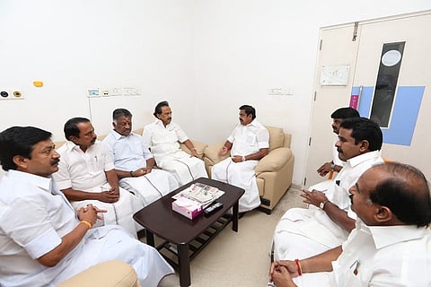 EPS, OPS visit Karunanidhi at Kauvery Hospital, say he is stable