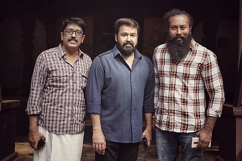 Director Unnikrishnan B with Garuda Ram and Mohanlal 