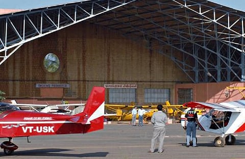Pilots and aircrafts at the Jakkur Aerodrome in Bengaluru