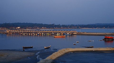 A view of the Moplah Bay, a natural fishing harbour, as viewed from the Kannur Fort