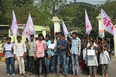 Students, alumni protest alleged land grabbing at historical Vijayawada college