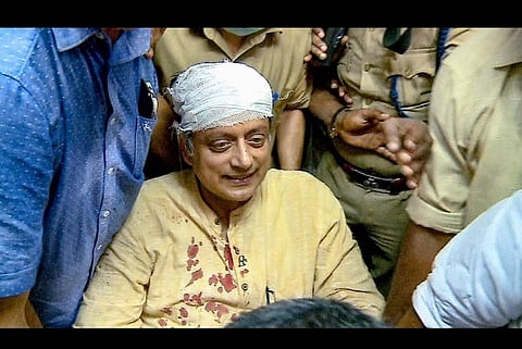 Shashi Tharoor demands probe into how temple scale he was sitting on broke