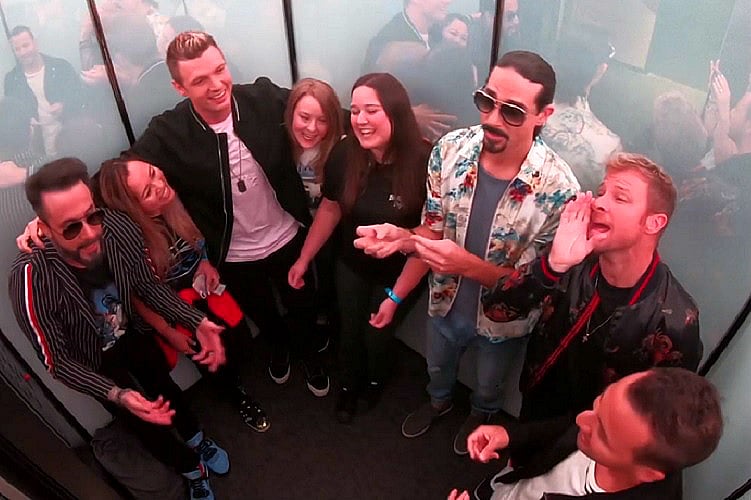 Watch Backstreet Boys surprise fans in elevator, have an impromptu