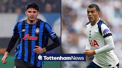 Raoul Bellanova playing for Atalanta and Pedro Porro at Tottenham