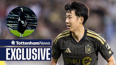 Son Heung-Min in action against the Orlando City SC during an MLS, Fussball Herren, USA soccer match at BMO Stadium and A general view of Tottenham Hotspur Stadium prior to the Premier League match Tottenham Hotspur vs Newcastle United at Tottenham Hotspur Stadium