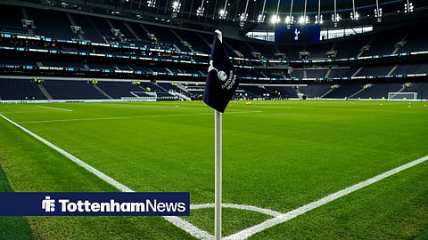 The corner flag at the Tottenham Hotspur Stadium.