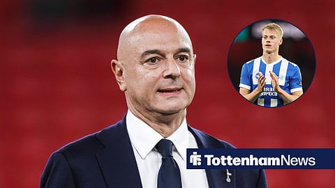 Daniel Levy looks on with Jan Paul van Hecke applauding Brighton supporters