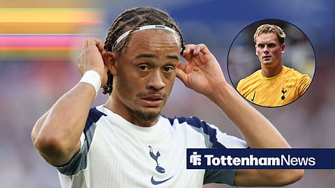 Xavi Simons looks on for Tottenham with Antonin Kinsky in circular inset 