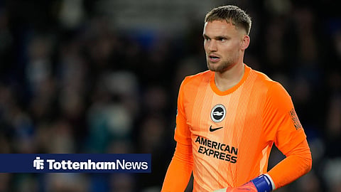 Bart Verbruggen during the Premier League match between Brighton and Hove Albion and Aston Villa at the American Express Stadium, 3 December 2025. 