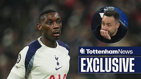 Randal Kolo Muani in action for Tottenham and Roberto De Zerbi looking frustrated