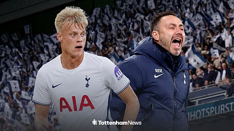 Tottenham Hotspur defender Jan Paul van Hecke and Tottenham Hotspur coach Roberto De Zerbi