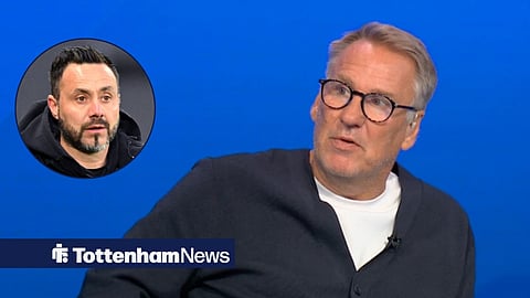Paul Merson speaking on Sky Sports, with Roberto De Zerbi in a circular frame inset