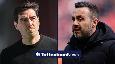Liverpool manager Andoni Iraola and Tottenham manager Roberto De Zerbi