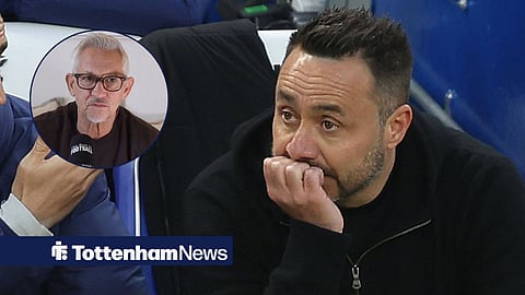 Roberto De Zerbi looking annoyed towards Gary Lineker on Stick to Football