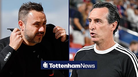 Roberto De Zerbi looking annoyed towards Unai Emery managing Aston Villa