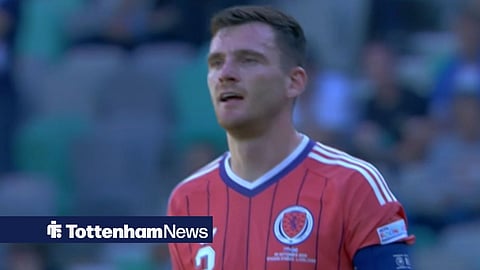 Andy Robertson in action for Scotland in their draw vs Slovenia.