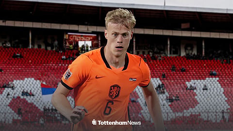 Jan Paul van Hecke playing for the Netherlands against Serbia