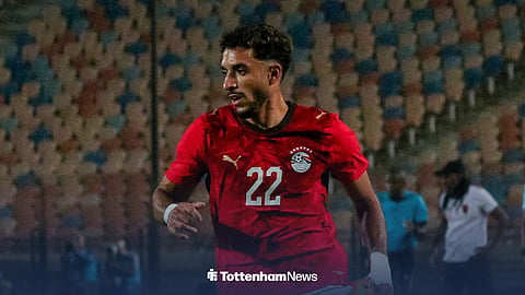 Omar Marmoush playing for Egypt at Juba Stadium