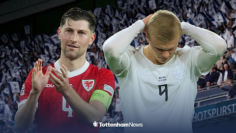 Ben Davies in a Wales shirt and Erling Haaland in a Norway shirt 