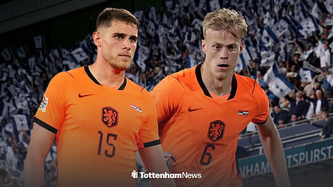 Micky van de Ven and Jan Paul van Hecke playing for the Netherlands