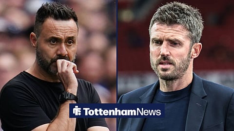 Tottenham manager Roberto De Zerbi with Manchester United manager Michael Carrick