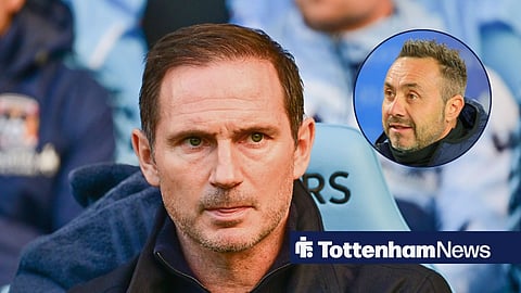 Main image of Coventry City manager Frank Lampard and Tottenham boss Roberto De Zerbi's face in a circular inset on the right
