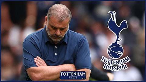 Tottenham manager Ange Postecoglou looking downbeat. [Credit: Imago]