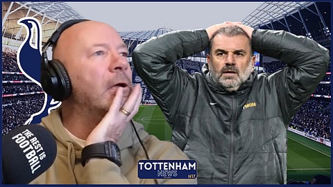 Alan Shearer shocked by Ange Postecoglou at Tottenham. (Credit - Imago/ Rest Is Football on YouTube)
