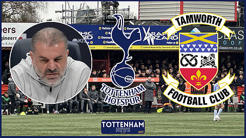 Tamworth v Tottenham. (Credit: Sky Sports and @MrDomSmith on X)