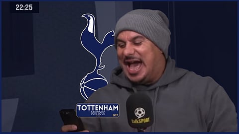 Gabby Agbonlahor laughs at Tottenham. (Credit: talkSPORT on YouTube)