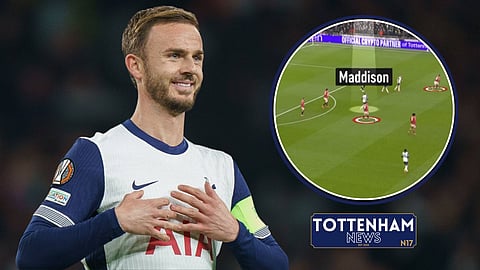 Footage has emerged of James Maddison from Tottenham v Manchester United [credit: Match of the Day 2 and Imago]