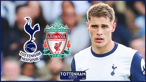 Tottenham defender Micky van de Ven could miss out against Liverpool [Credit: Imago]