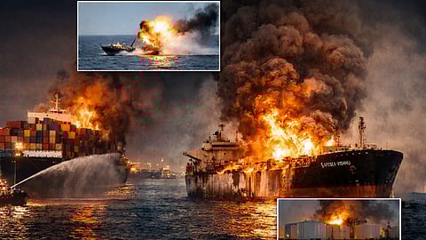 Container Ship Attacked North of Jebel Ali, Tankers Ablaze in Iraqi Waters: Gulf Shipping Crisis Deepens