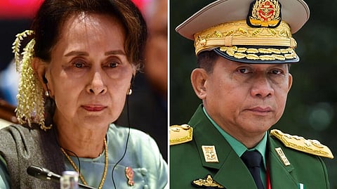 Myanmar has been in turmoil since a military junta led by Min Aung Hlaing (R) overthrew civilian leader Aung San Suu Kyi and her National League for Democracy government in February 2021 